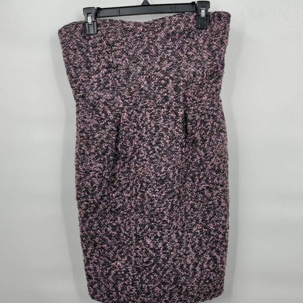 Monteau Tweed Fuzz Bodycon Sweetheart Strapless Mini Dress Small Women Pink